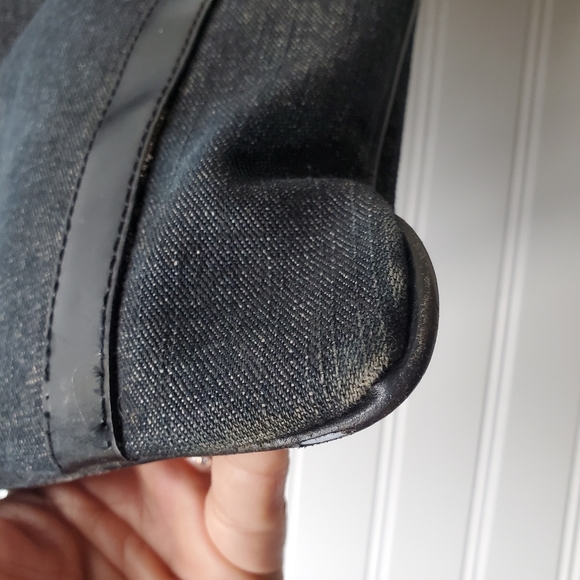 AUTH BVLGARI Logo mania Shoulder Bag Shoulder Bag Tote Bag Denim Black - Picture 5 of 9